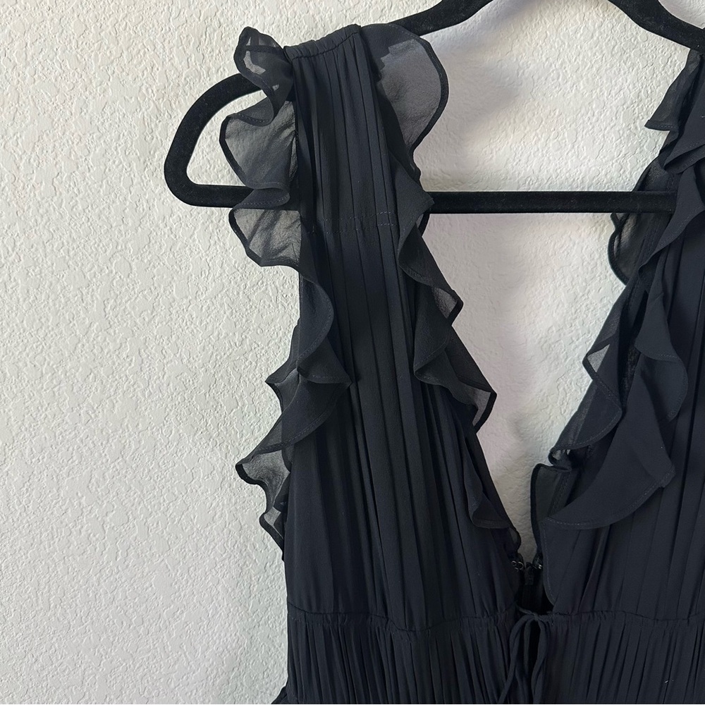 ULLA JOHNSON Florella Gown Noir Black Maxi Silk Gown Dress with Ruffles SZ US 8 - Picture 4 of 12